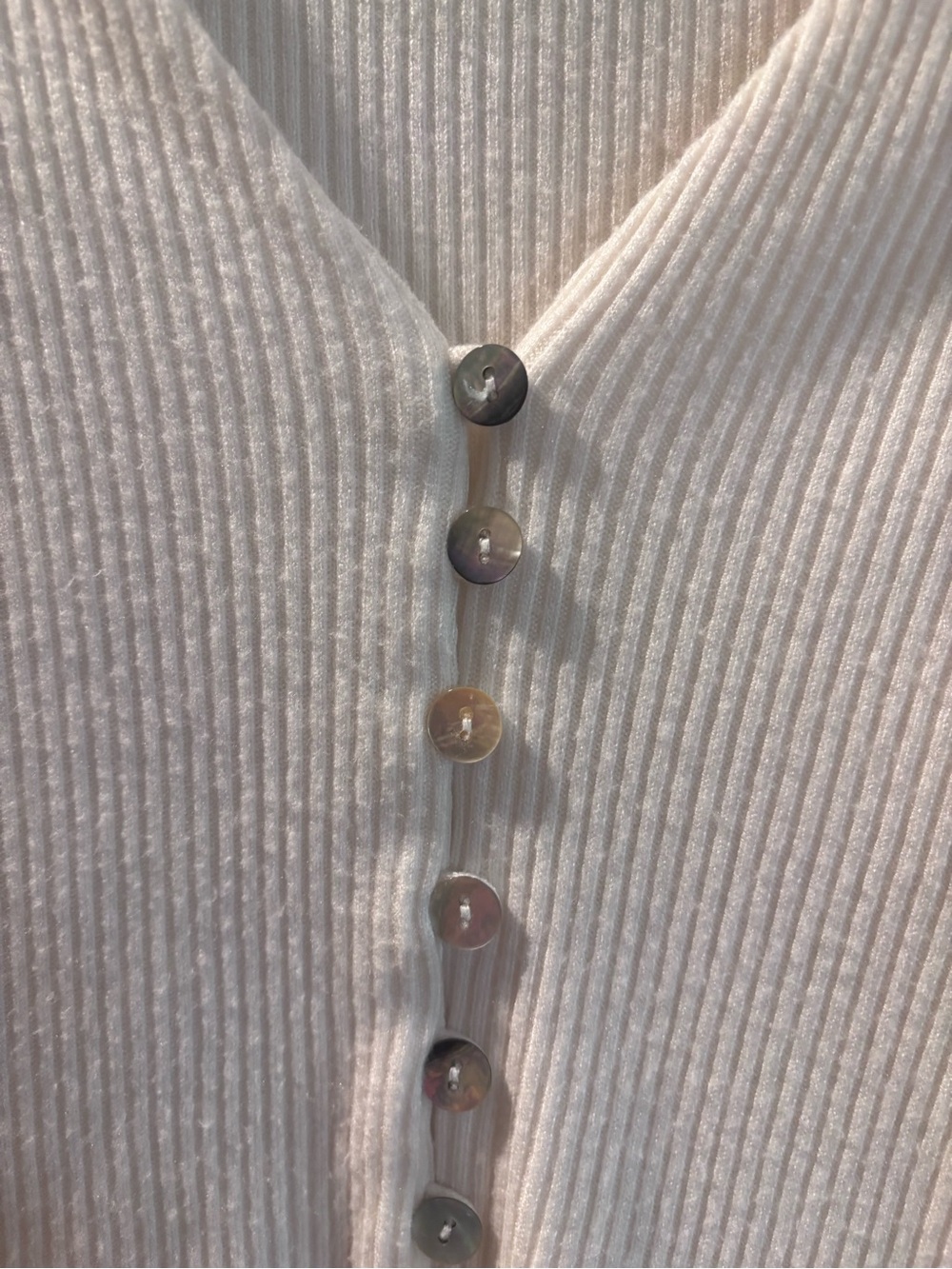 Lulu's Cream Ribbed V-Neck Button Crop Top - Picture 2 of 3